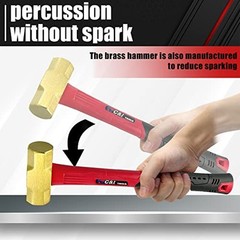2lb Brass Sledge Hammer,Non-Sparking, Comfortable Fiberglass Handle,2 2LB