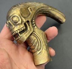 Brass Skull Head Walking Stick Cane Handle Top Topper Hand Grip Holder Decor