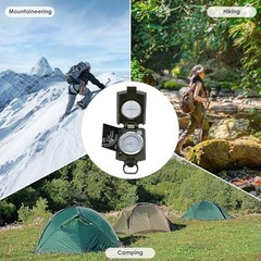 Compass,Outdoor Military Waterproof Lens Sighting Compass,High 4074-Green