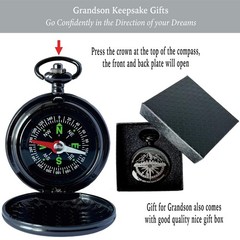 Grandson Gifts from Grandma Grandpa, Go Confidently Pocket Compass Engraved B…