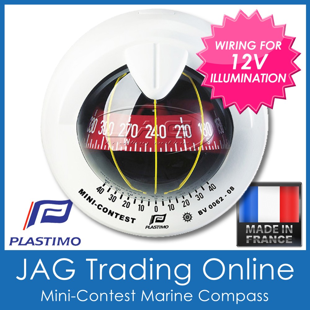 PLASTIMO MINI-CONTEST WHITE SAILBOAT COMPASS-Marine/Sailing