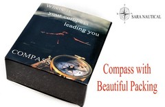Be Strong and Courageous Brass Compass with Wooden Box Engraved Gift