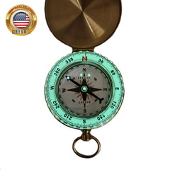 Glow in the Dark Brass Pocket Compass for Kids – Waterproof Navigation Tool for