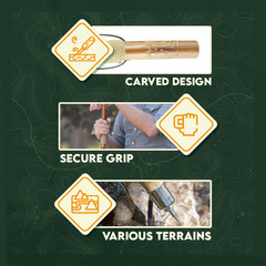 Survivor ries 55″ Hand Carved Wolf Hiking Stick, Weatherproof, Rope Wrapped, Met