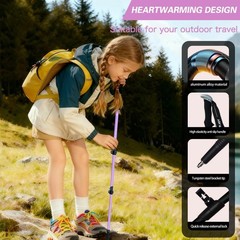 Yourjoy Hiking Trekking Poles for Kids, 2 Pack Anti Shock, A-Kids-lightpurple
