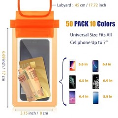 50 Pack Clear Waterproof Phone Pouch Universal Waterproof Phone Case Multi