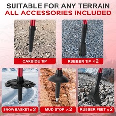 AISUNOURDOOR Lightweight Adjustable Trekking Poles, Aluminum 51inch, Red 2