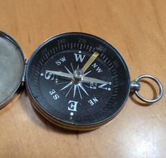 Vintage Pocket Compass Edge Mark Black Made In Japan