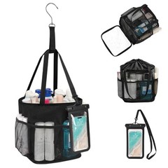 Mesh Shower Caddy Medium (9.1″L x 8.3″W x 9.8″H) B# Black with Phone Pouch