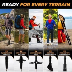 Bastones de trekking de fibra de carbono: bastones de senderismo plegables.neuvo