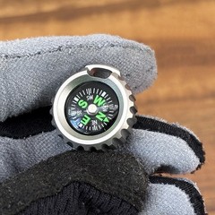 Mini PEI Titanium Compass Keychain Necklace Pendant Outdoor Camping Hiking EDC