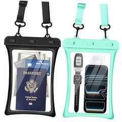 Floatable Waterproof Phone Pouch 2 Pack Up Up to 10.0″-Floatable Black+Green