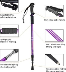 Trekking Poles Shock Absorbing Adjustable Hiking or Walking Sticks for Hiking