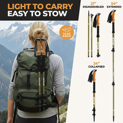 Carbon Fiber Trekking Poles – Lightweight Collapsible Hiking Poles with Cork Gri