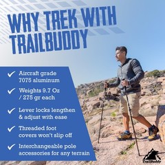 TrailBuddy Adjustable Hiking Poles for Snowshoe & Backpacking – Bumblebee Yellow