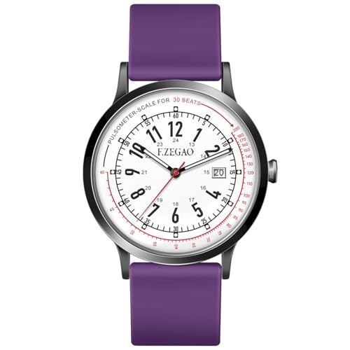 Nurse Watch Pulsometer Unisex, 50M Waterproof Watches for Swimming 12/24 Hour