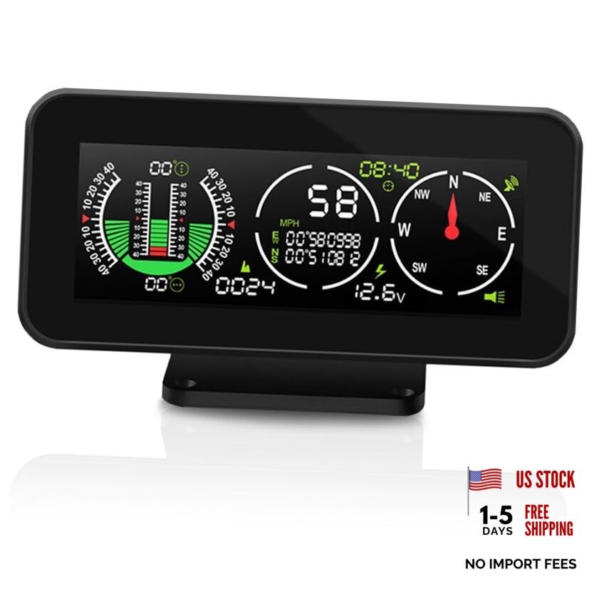 Car Inclinometer for Off-Road Driving, GPS Speedometer MPH KMH with AM50-B