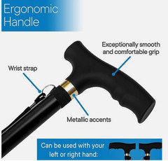Folding Walking Cane Walking Stick Adjustable Aluminum Collapsible Travel Hiking