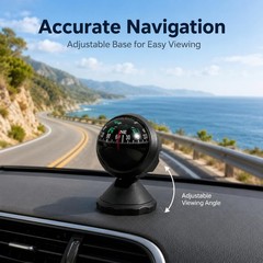 Small Car Dashboard Compass with Adjustable Base – Accurate Navigation Tool for