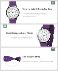 Nurse Watch Pulsometer Unisex, 50M Waterproof Watches for Swimming 12/24 Hour