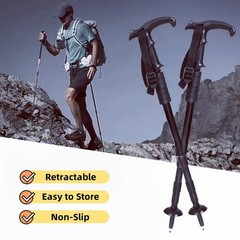 2Pcs Trekking Poles Walking Cane Hiking Stick Foldable Telescopic Lightweight