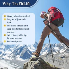 TheFitLife Nordic Walking Trekking Poles – 2 Sticks with Anti-Shock and Quick Lo