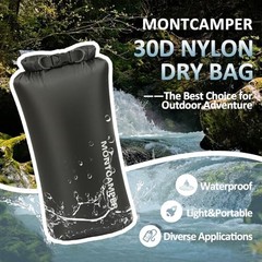 Waterproof Dry Bag – 30D Nylon Roll Top Dry Sack with PU Coating, 10L 1 Black