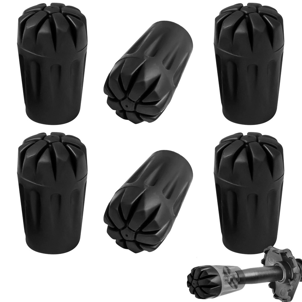 6 Pack Hiking Walking Sticks Rubber Tips, Replacement Tips Protectors for Tre…