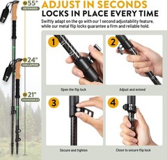100% Carbon Fiber Trekking Poles by USA Brand – Ultra Strong Lightweight