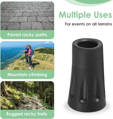 6-Pack Heavy Duty Walking Stick Tips – Reinforced Rubber Ferrules for Trekking P