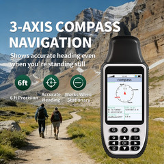 S190 Handheld GPS Navigator, Rugged Handheld GPS for Hiking with 3-Axis Compass,