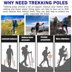 2 Packs Hiking Walking Sticks Trekking Poles Collapsible Lightweight Anti-Shock