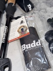 TrailBuddy Trekking Poles NWT Hiking Walking Sticks Cork Grip w/ Tips & Bag Blue