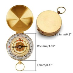 Brass Pocket Compass with Luminous Dial, Golden Vintage Pocket Watch Style 2
