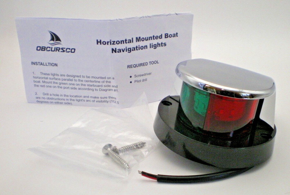 Obcursco Boat Bow Navigation Lights Marine LED Navigation Green Starboard Red Po