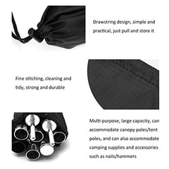 2Pcs Tent Pole Bag, 31.5in Trekking Poles Carrying Bag Tent Stakes Bag Black