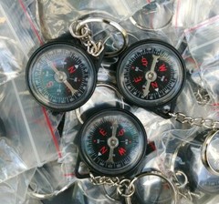 (5 pcs) Mini Compass 1 3/8″ Metal Plate with Chain Ring – USA Seller