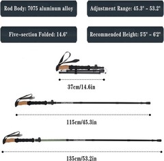 FireHiking Walking Trekking Poles Ultralight 7075 Aluminum Foldable Hiking Poles
