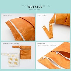 Wet Dry Bag Waterproof Reusable Wet Bag for Swimsuit, Travel, yellow leaf
