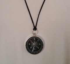 Map Scale Compass Leather Necklace Pocket Outdoor Hike Guide Survival Navigation