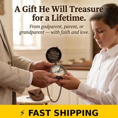 SFdizayn Brass Pocket Compass – Baptism & Confirmation Gift