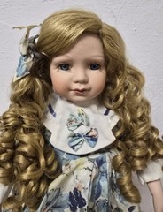 Porcelain Doll Girl 42cm Long Curls Collectors Condition Dress Complete
