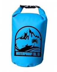 Waterproof Dry Bag, Roll-Top Floating Sack, 500D PVC for Kayaking, 5L Blue
