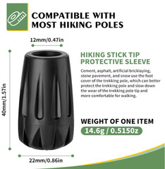 Universal Trekking Pole Tips 6 Pack – Shock Absorbing Rubber Caps 11mm
