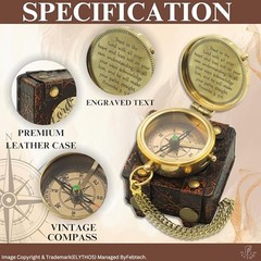Antique Brass Compass with Leather Case – Functional Nautical Pocket Compass