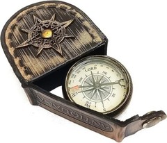 Compass with Authentic Leather Case Brass Compass Directional Compass
