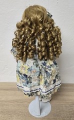 Porcelain Doll Girl 42cm Long Curls Collectors Condition Dress Complete