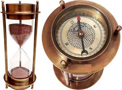 7 Nautical Brass SandTimer Hourglass Maritime Brass Compass Table Corporate Gift