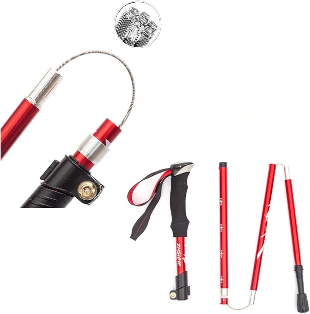 Aluminum Trekking Pole Ultralight Collapsible Walking Stick Hiking W/ Adjustable