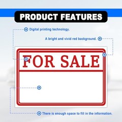 2-Pack Automotive Decals 12×8 Inch For Sale Sign Stickers, Self-Adhesive